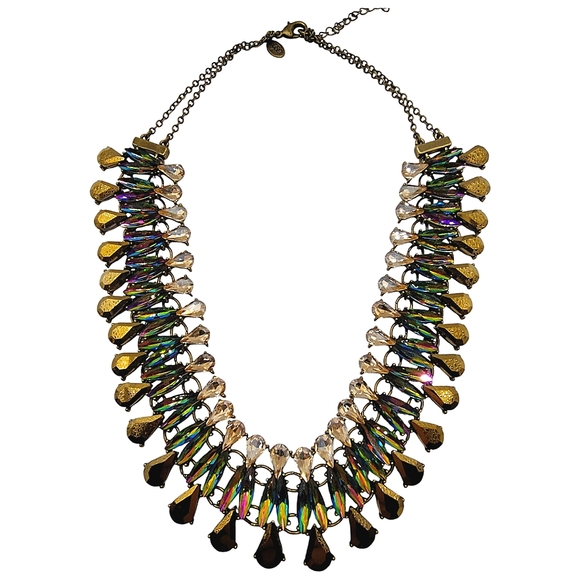 LOGO by Lori Goldstein Peacock Plumes Gold Tone Statement Necklace - Picture 2 of 7